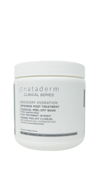 A white container with silver writing 